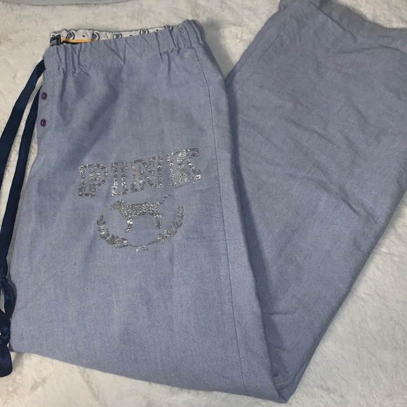 Large Victoria’s Secret PINK VINTAGE bling 100% cotton pajama pants - Picture 1 of 5